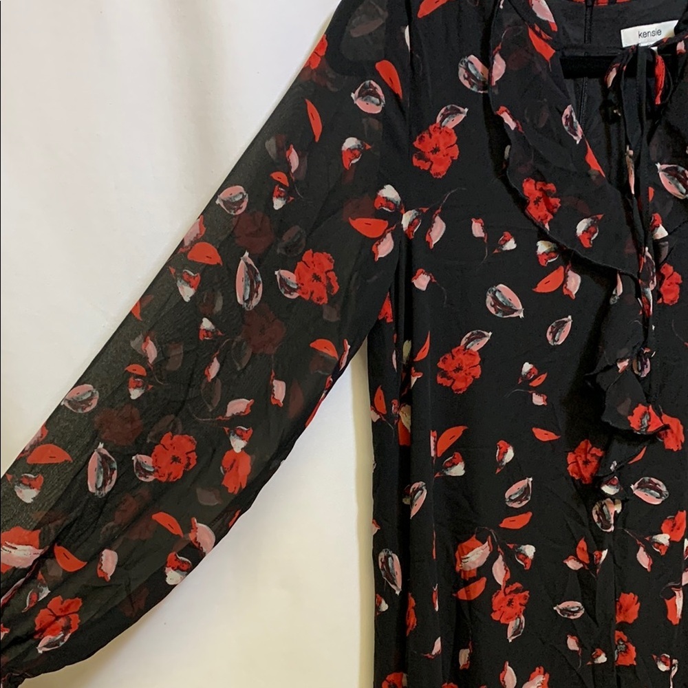Kensie Black and Red Long Sleeve Dress - Picture 4 of 8